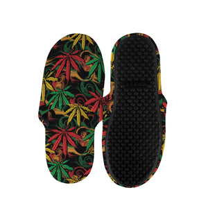 Rasta Marijuana Pattern Print Slippers