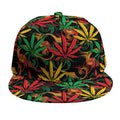 Rasta Marijuana Pattern Print Snapback Cap