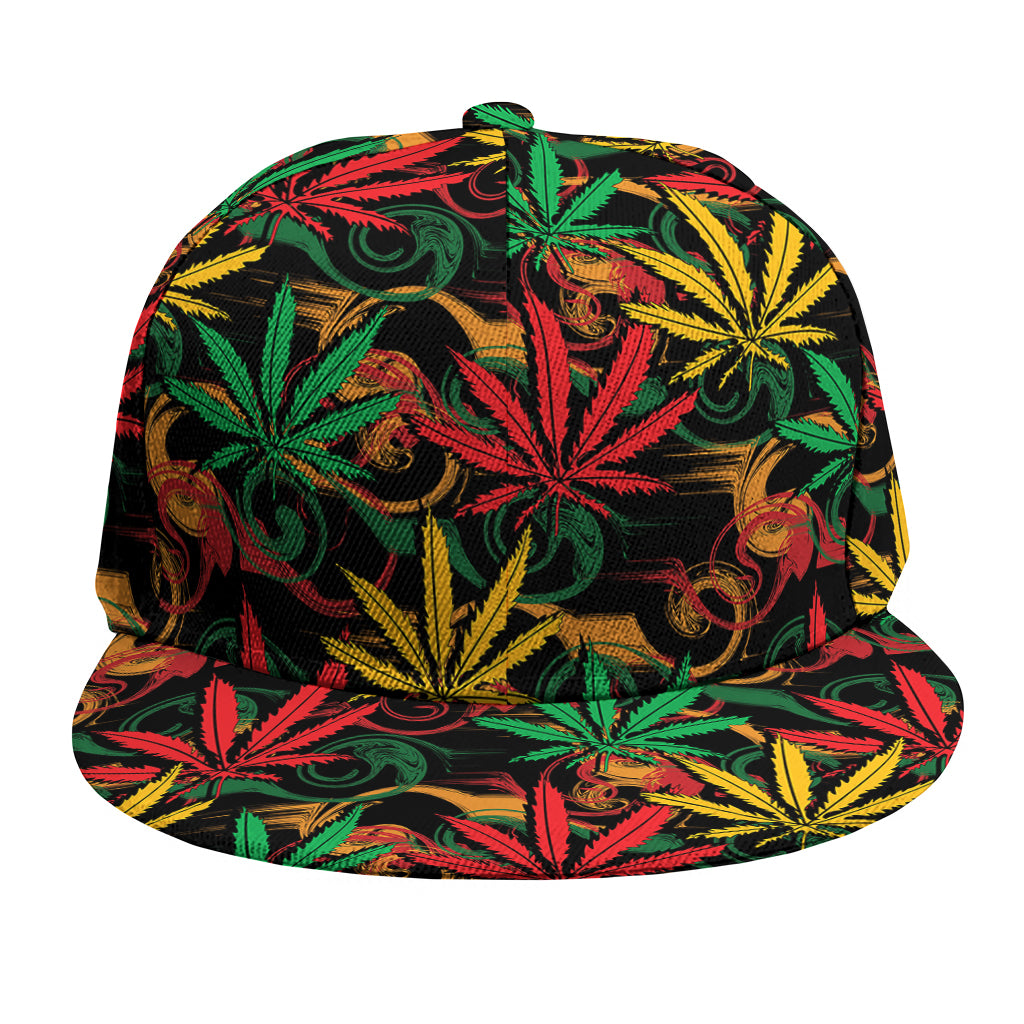 Rasta Marijuana Pattern Print Snapback Cap