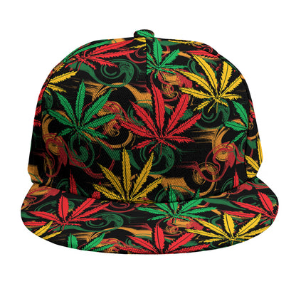 Rasta Marijuana Pattern Print Snapback Cap
