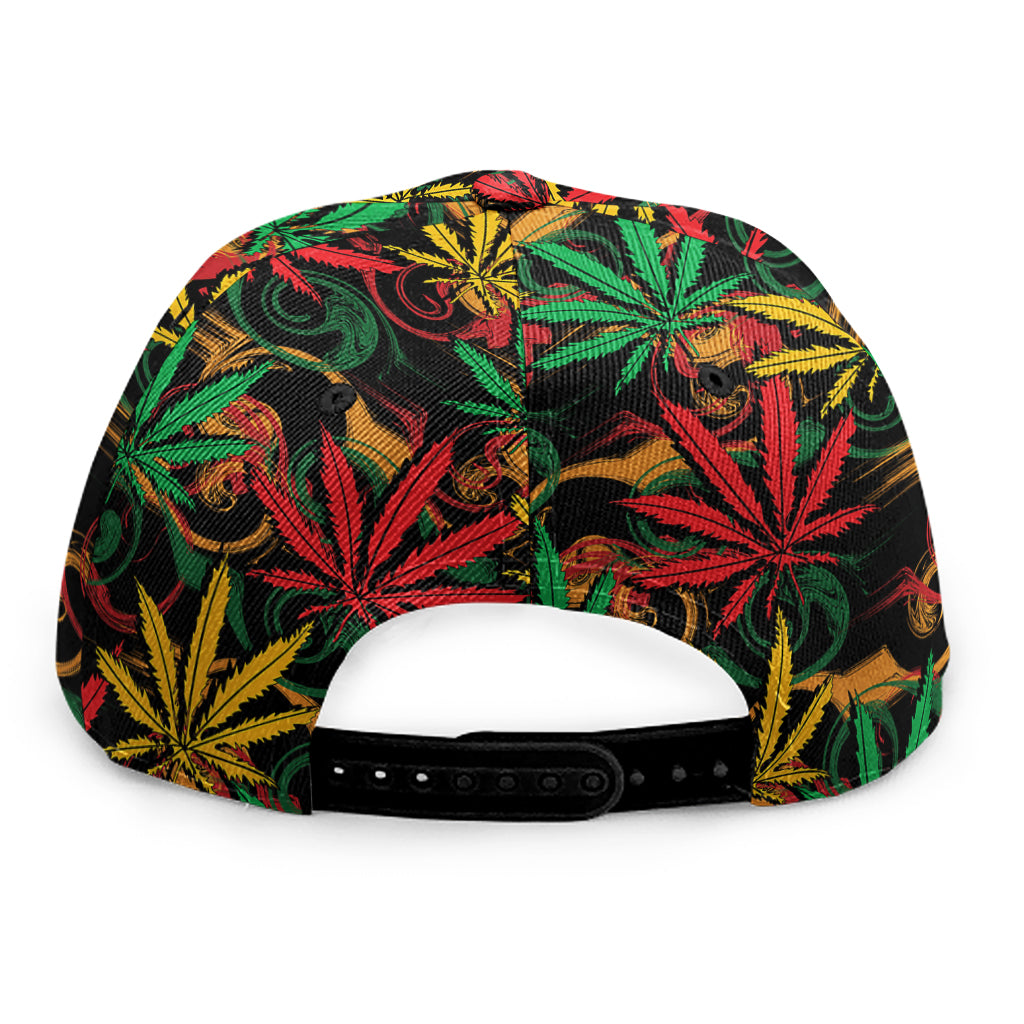 Rasta Marijuana Pattern Print Snapback Cap