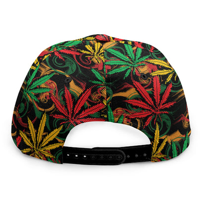 Rasta Marijuana Pattern Print Snapback Cap