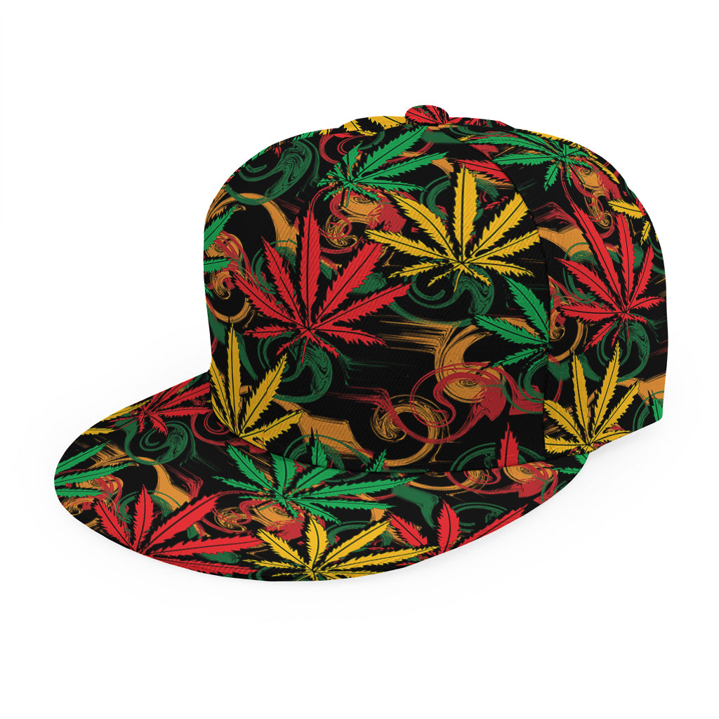 Rasta Marijuana Pattern Print Snapback Cap
