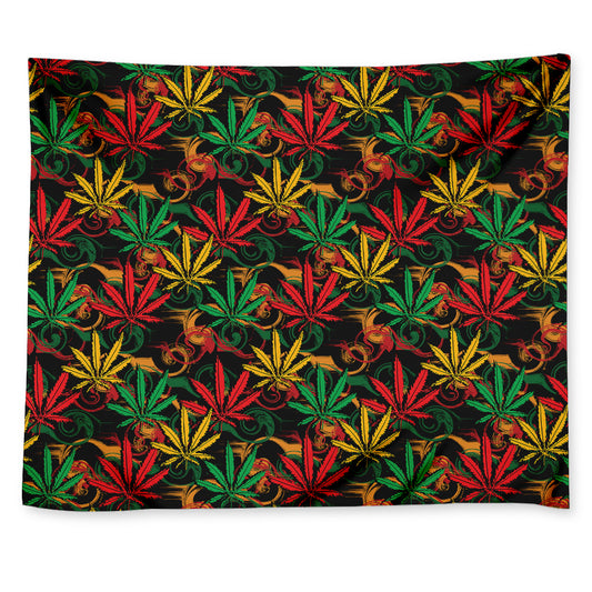 Rasta Marijuana Pattern Print Tapestry