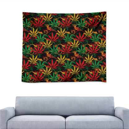 Rasta Marijuana Pattern Print Tapestry