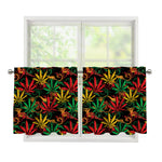 Rasta Marijuana Pattern Print Tier Curtains