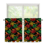 Rasta Marijuana Pattern Print Tier Curtains