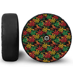 Rasta Marijuana Pattern Print Tire Cover With Camera Hole