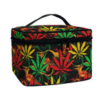 Rasta Marijuana Pattern Print Travel Makeup Bag