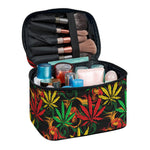 Rasta Marijuana Pattern Print Travel Makeup Bag