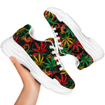 Rasta Marijuana Pattern Print White Chunky Shoes