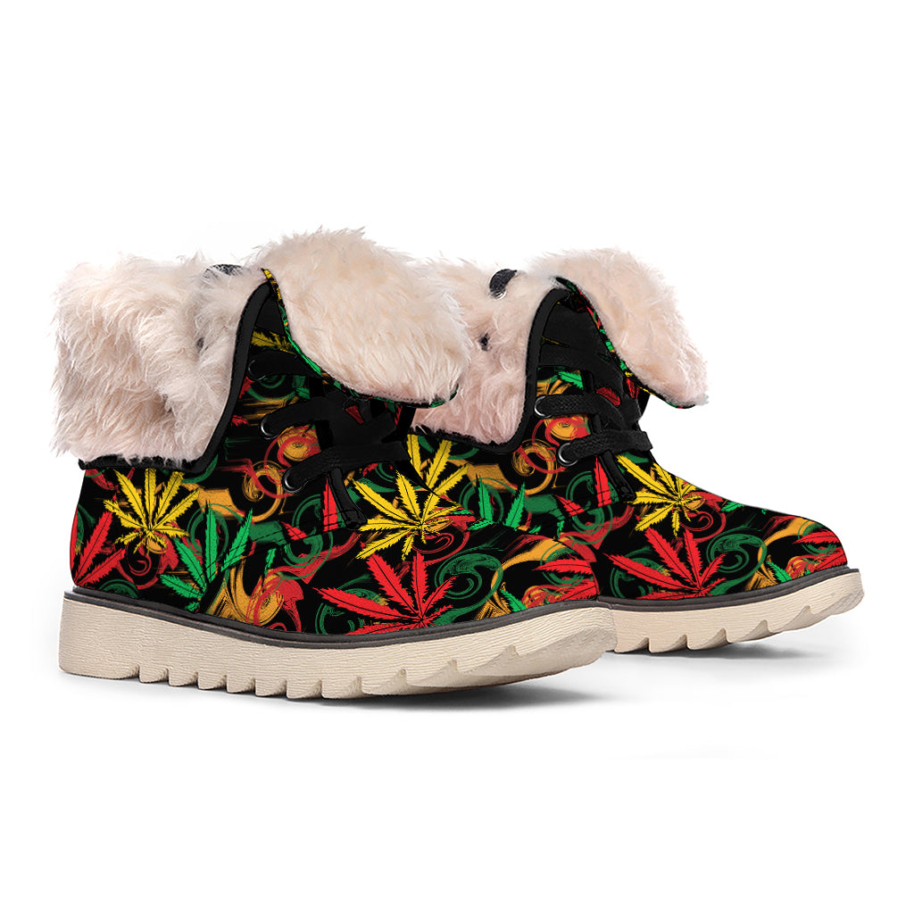 Rasta Marijuana Pattern Print Winter Boots