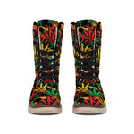 Rasta Marijuana Pattern Print Winter Boots