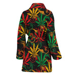 Rasta Marijuana Pattern Print Women's Bathrobe