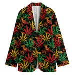 Rasta Marijuana Pattern Print Women's Blazer