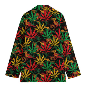 Rasta Marijuana Pattern Print Women's Blazer