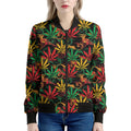 Rasta Marijuana Pattern Print Women's Bomber Jacket