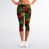 Rasta Marijuana Pattern Print Women's Capri Leggings