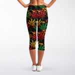 Rasta Marijuana Pattern Print Women's Capri Leggings