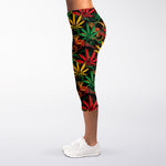 Rasta Marijuana Pattern Print Women's Capri Leggings