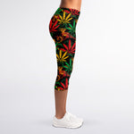 Rasta Marijuana Pattern Print Women's Capri Leggings