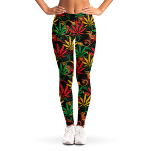 Rasta Marijuana Pattern Print Women's Leggings