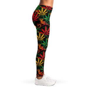 Rasta Marijuana Pattern Print Women's Leggings