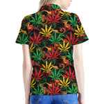 Rasta Marijuana Pattern Print Women's Polo Shirt