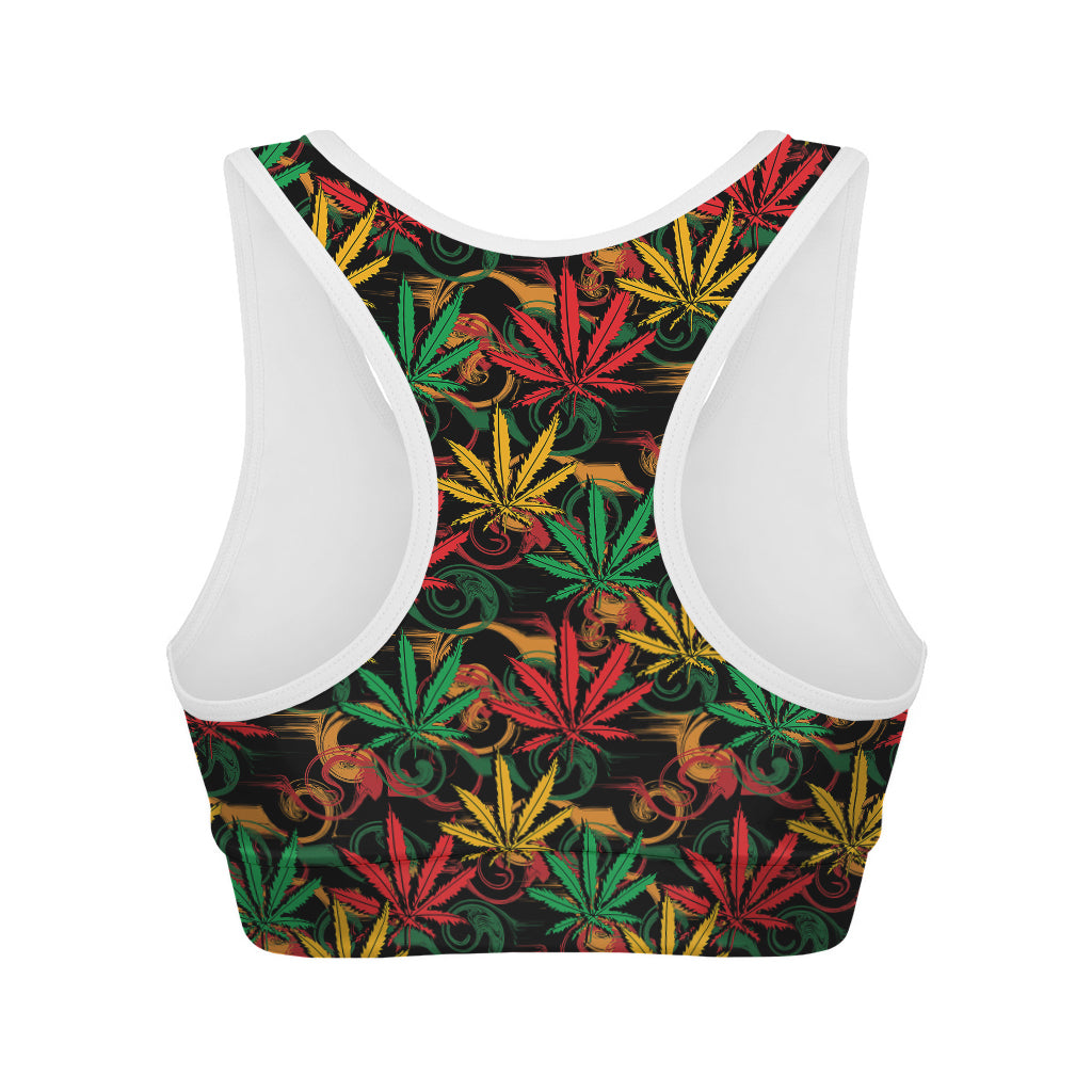 Rasta Marijuana Pattern Print Women's Sports Bra