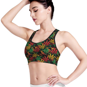 Rasta Marijuana Pattern Print Women's Sports Bra