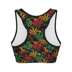 Rasta Marijuana Pattern Print Women's Sports Bra