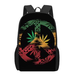 Rasta Peace Sign Print 17 Inch Backpack