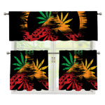 Rasta Peace Sign Print 3 Piece Kitchen Curtains
