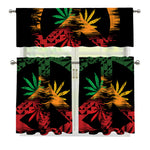 Rasta Peace Sign Print 3 Piece Kitchen Curtains