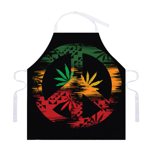 Rasta Peace Sign Print Adjustable Apron