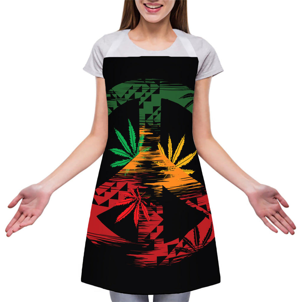 Rasta Peace Sign Print Adjustable Apron