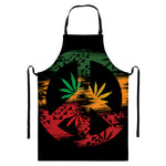Rasta Peace Sign Print Bib Apron With Pocket