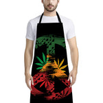 Rasta Peace Sign Print Bib Apron With Pocket