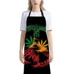Rasta Peace Sign Print Bib Apron With Pocket