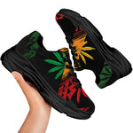 Rasta Peace Sign Print Black Chunky Shoes