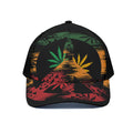 Rasta Peace Sign Print Black Mesh Trucker Hat