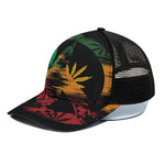 Rasta Peace Sign Print Black Mesh Trucker Cap