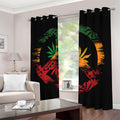Rasta Peace Sign Print Dimout Grommet Curtains