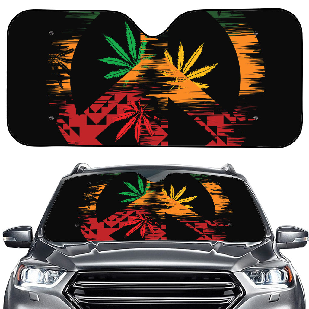 Rasta Peace Sign Print Car Windshield Sun Shade