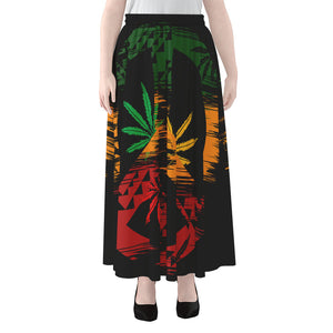 Rasta Peace Sign Print Chiffon Maxi Skirt