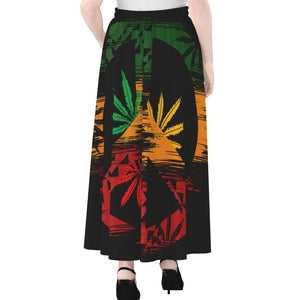 Rasta Peace Sign Print Chiffon Maxi Skirt