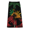 Rasta Peace Sign Print Cotton Front Slit Maxi Skirt