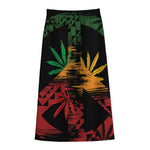 Rasta Peace Sign Print Cotton Front Slit Maxi Skirt