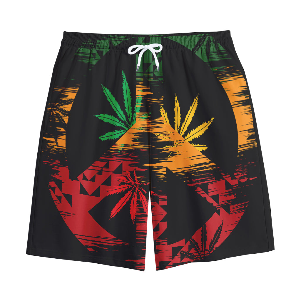 Rasta Peace Sign Print Cotton Shorts