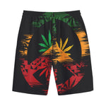 Rasta Peace Sign Print Cotton Shorts